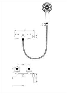 Смеситель для ванны с душем Wonzon & Woghand Stick WW-88639017-MB чёрный матовый